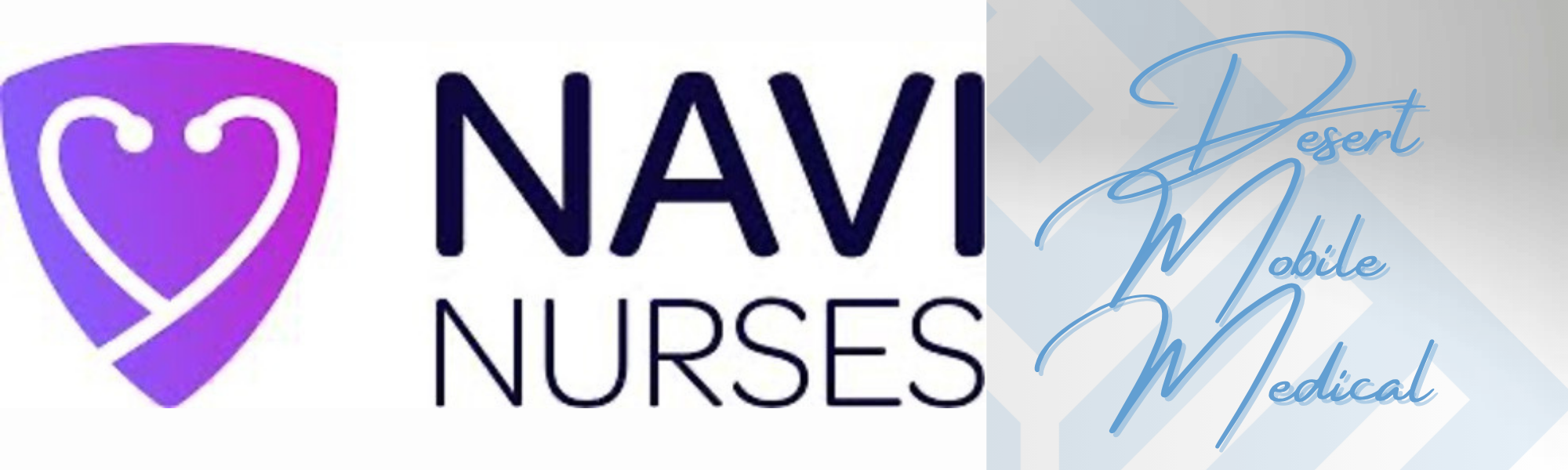 Desert Mobile Medical and Navi Nurses logos representing a partnership for premium at-home healthcare services.