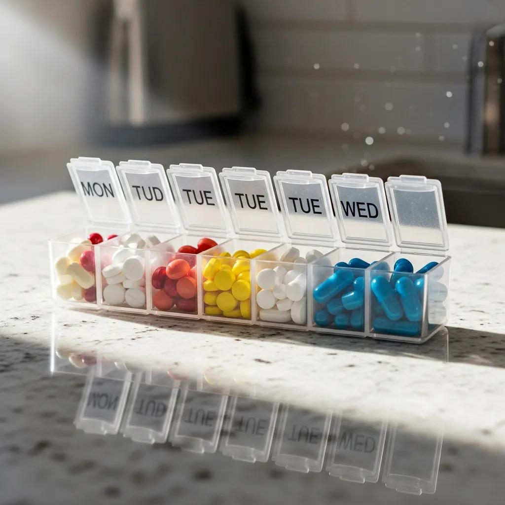 close-up-of-a-pill-organizer-showcasing-organized-medications-for-error-prevention-ba4ae44b-04b2-47f9-8491-84b2857d0934jpg - Desert Mobile Medical | Concierge Physicians Close-up of a pill organizer showcasing organized medications for error prevention