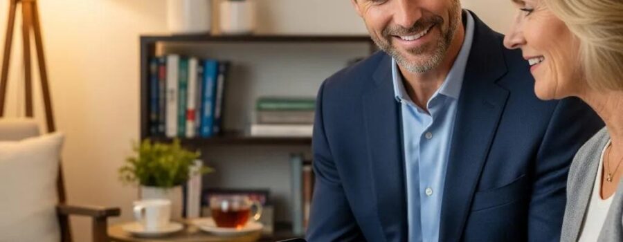 Concierge doctor discussing personalized care with a patient in a modern office