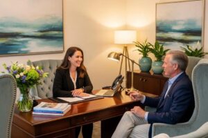 Concierge doctor providing personalized care in a luxurious healthcare setting