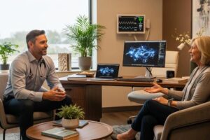Concierge doctor providing personalized care in a welcoming office setting