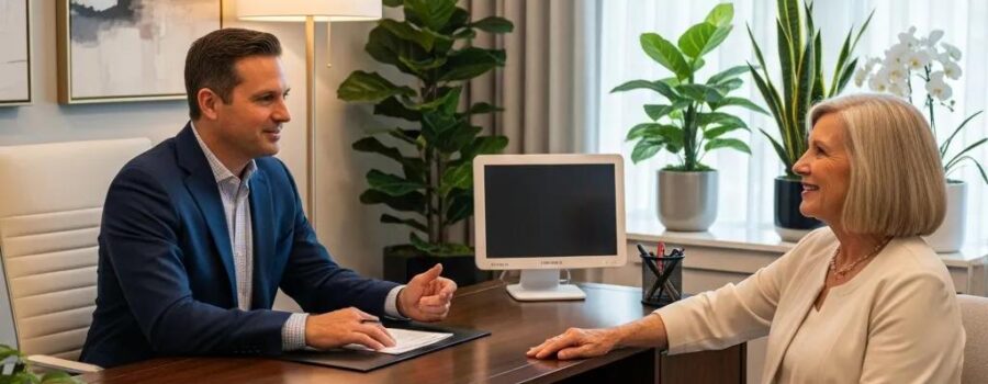 Concierge doctor providing personalized healthcare in a luxurious medical office