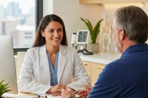 Concierge doctor providing personalized healthcare in a modern setting