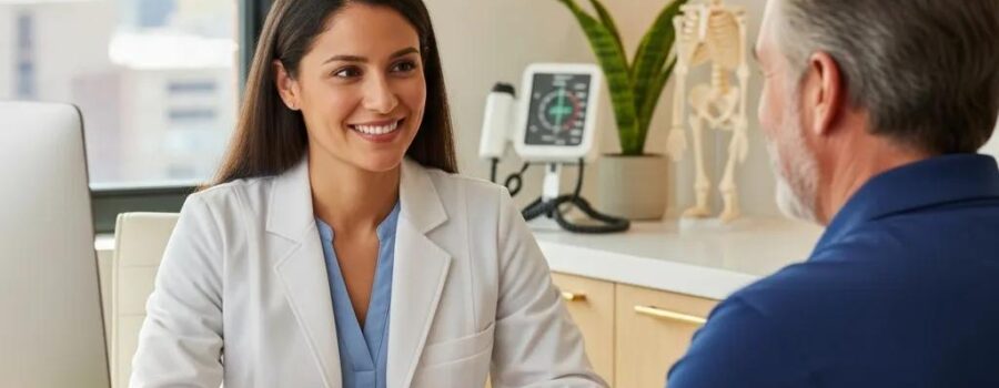 Concierge doctor providing personalized healthcare in a modern setting