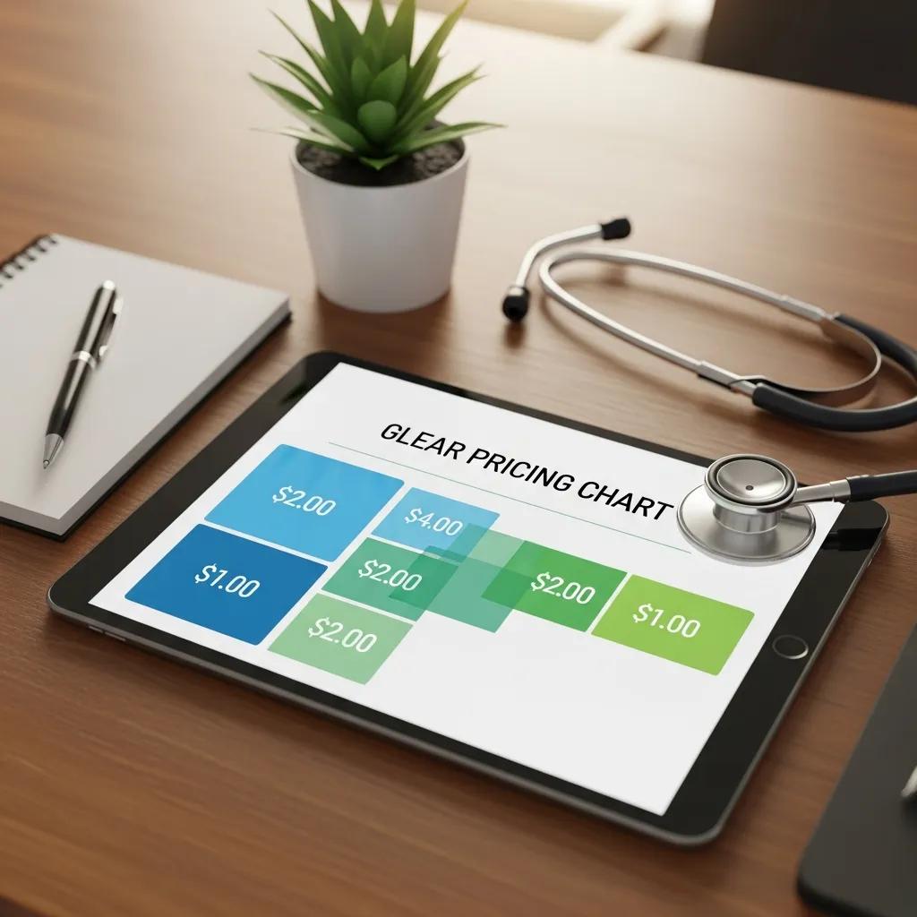 Digital tablet displaying a clear pricing chart for full body MRI scans, symbolizing transparency in healthcare costs
