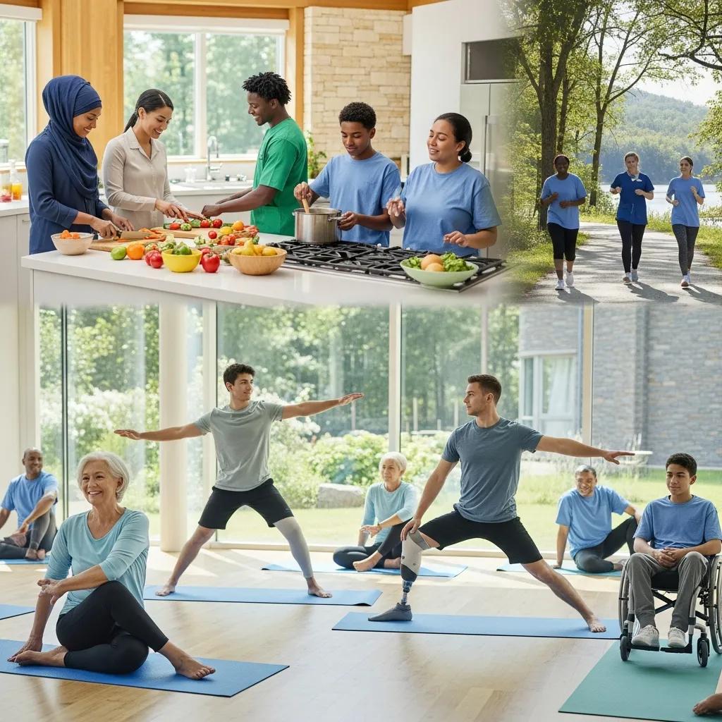 Diverse patients participating in wellness activities emphasizing personalized healthcare