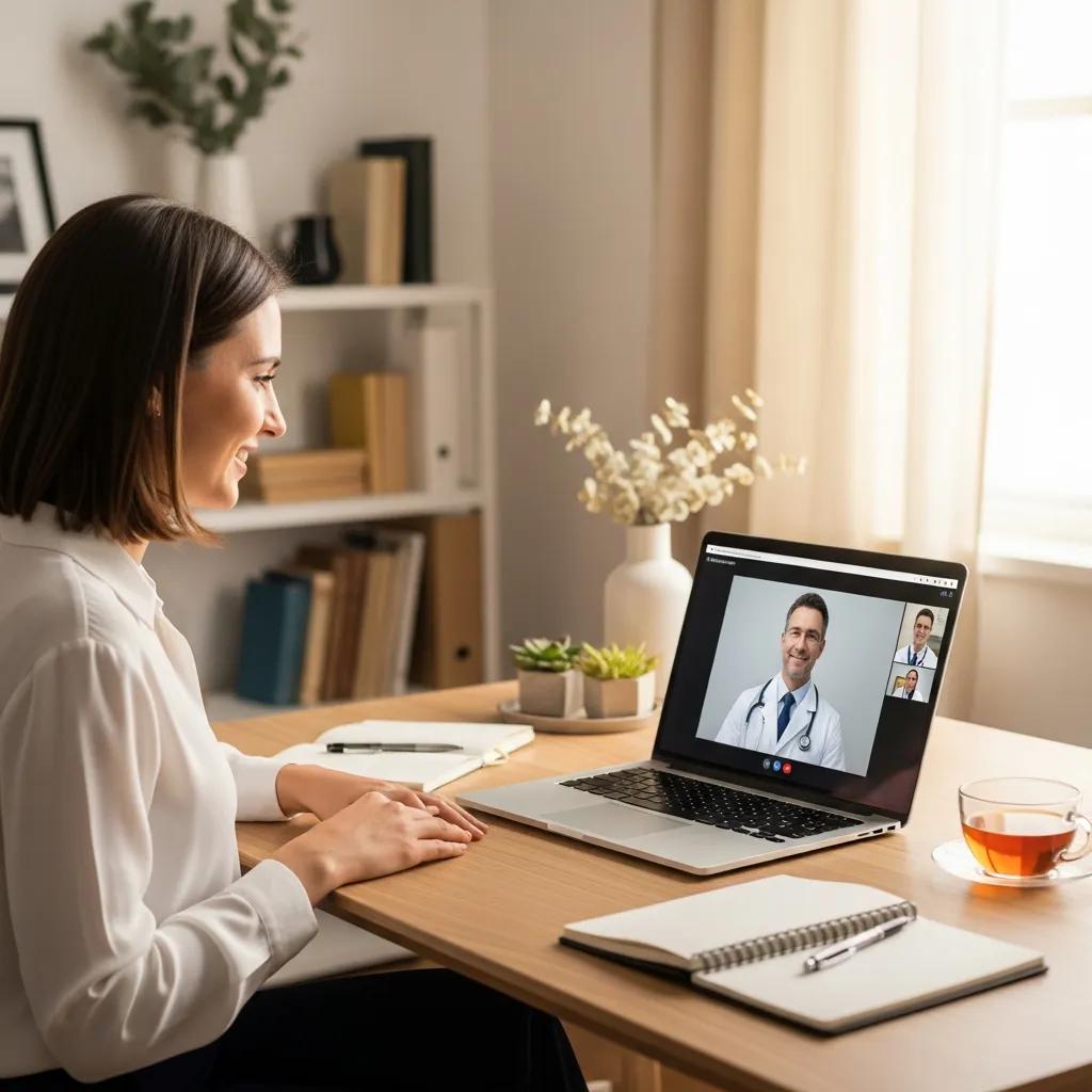 Employee engaging in a telemedicine consultation from a comfortable home office setting