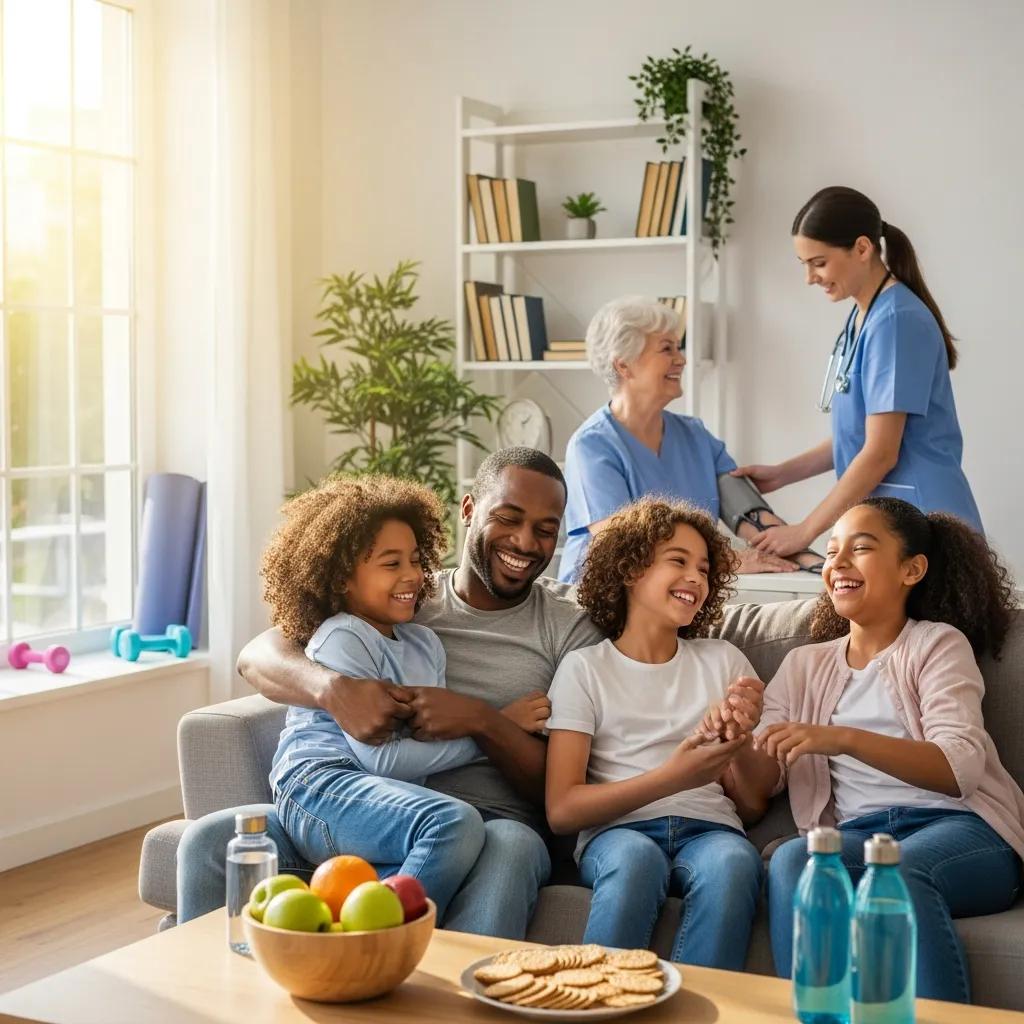 happy-family-enjoying-time-at-home-with-a-healthcare-professional-in-the-background-ae2156c4-4adc-4d18-a731-c0e72e214679.webp - Desert Mobile Medical | Concierge Physicians Happy family enjoying time at home with a healthcare professional in the background