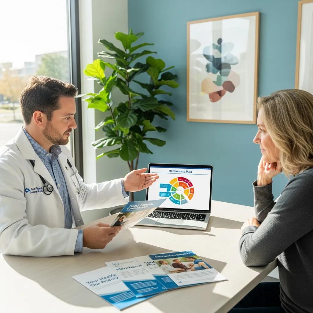 Healthcare professional explaining membership plans for urgent care services in Phoenix