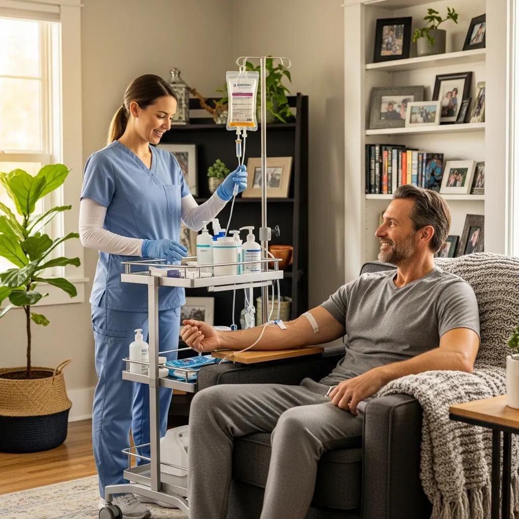 healthcare-professional-providing-mobile-vitamin-iv-drip-therapy-in-a-patients-home-highlighting-convenience-and-personalized-care-d39b3e58-9aaf-40fb-82ab-e18ff83ddbe3.webp - Desert Mobile Medical | Concierge Physicians Healthcare professional providing mobile vitamin IV drip therapy in a patient's home, highlighting convenience and personalized care