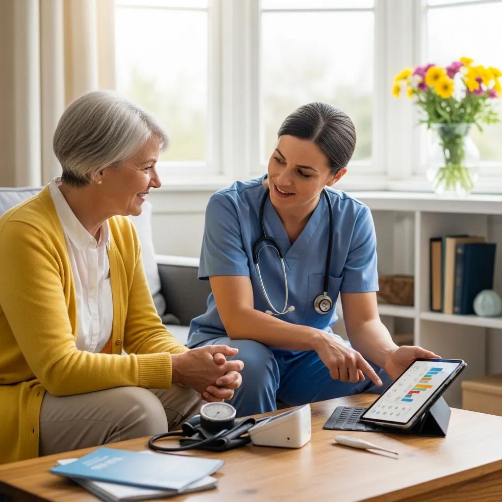 Healthcare provider discussing personalized care plan with a patient at home