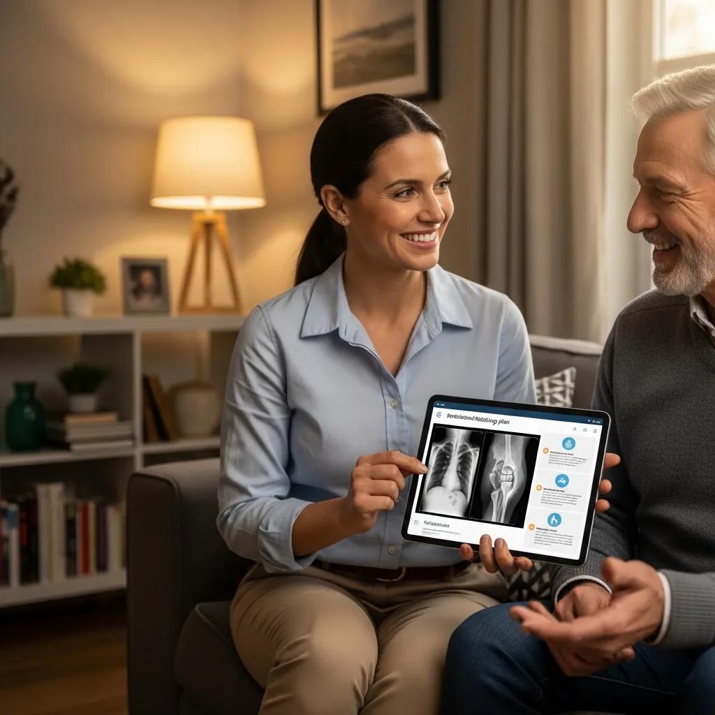 Healthcare provider discussing personalized mobile radiology with a patient