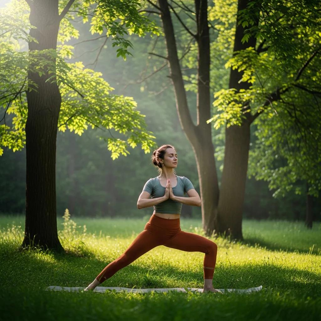 Individual practicing yoga outdoors, illustrating stress management through leisure activities