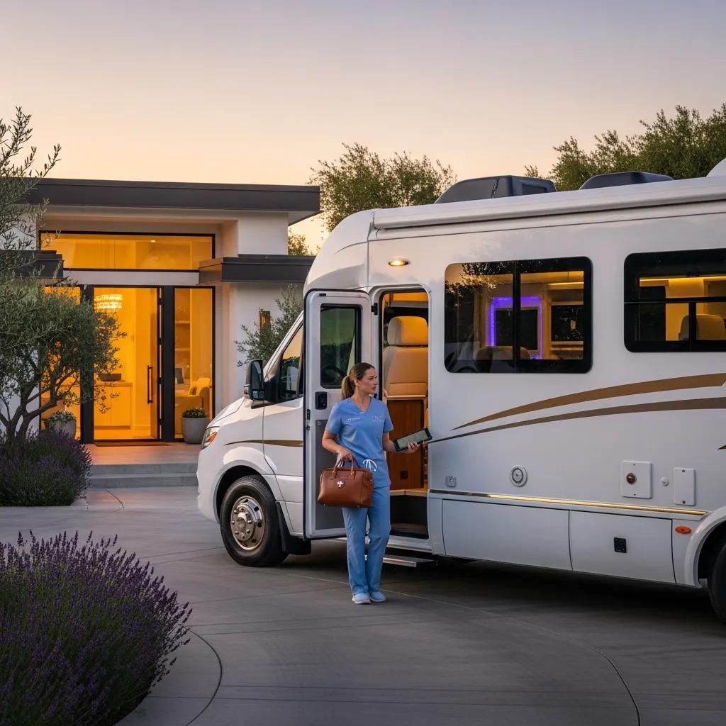 Luxurious mobile doctor service vehicle ready for an in-home consultation