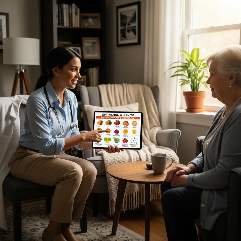 Medical professional discussing personalized IV therapy options with a patient at home