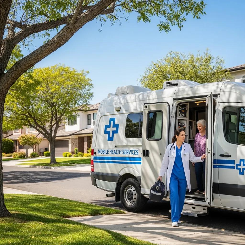 Mobile doctor service arriving at a patient's home for a visit