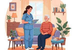 Mobile healthcare professional providing personalized care in a cozy home setting