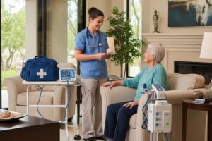 Mobile medical care in a luxurious Scottsdale home with a doctor and patient interaction