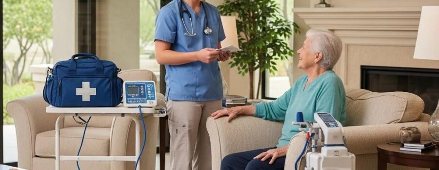 Mobile medical care in a luxurious Scottsdale home with a doctor and patient interaction