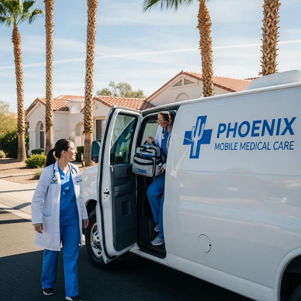 Mobile medical service vehicle ready to assist seniors in Phoenix