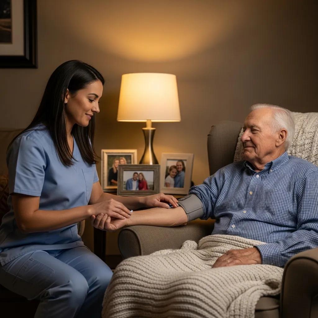 Patient receiving in-home care, showcasing comfort, privacy, and ongoing wellness in mobile healthcare