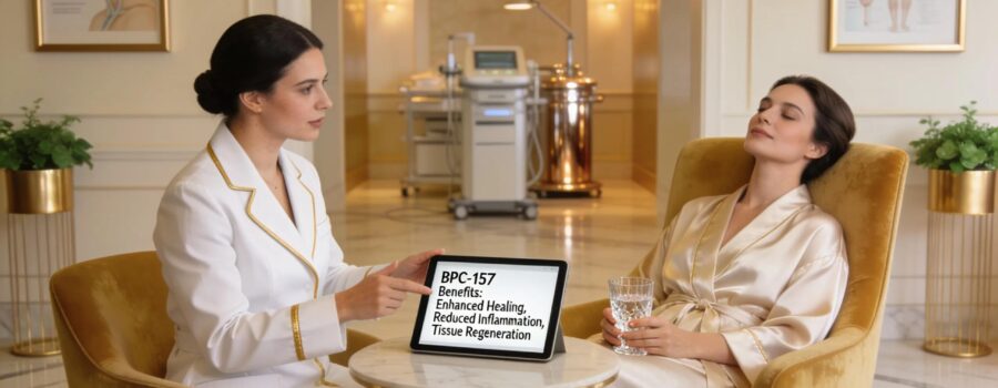 BPC-157 peptide therapy consultation and treatment, enhanced healing and tissue regeneration.